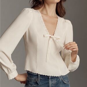 NWT Reformation Vivia Blouse - Crème - Size 10
